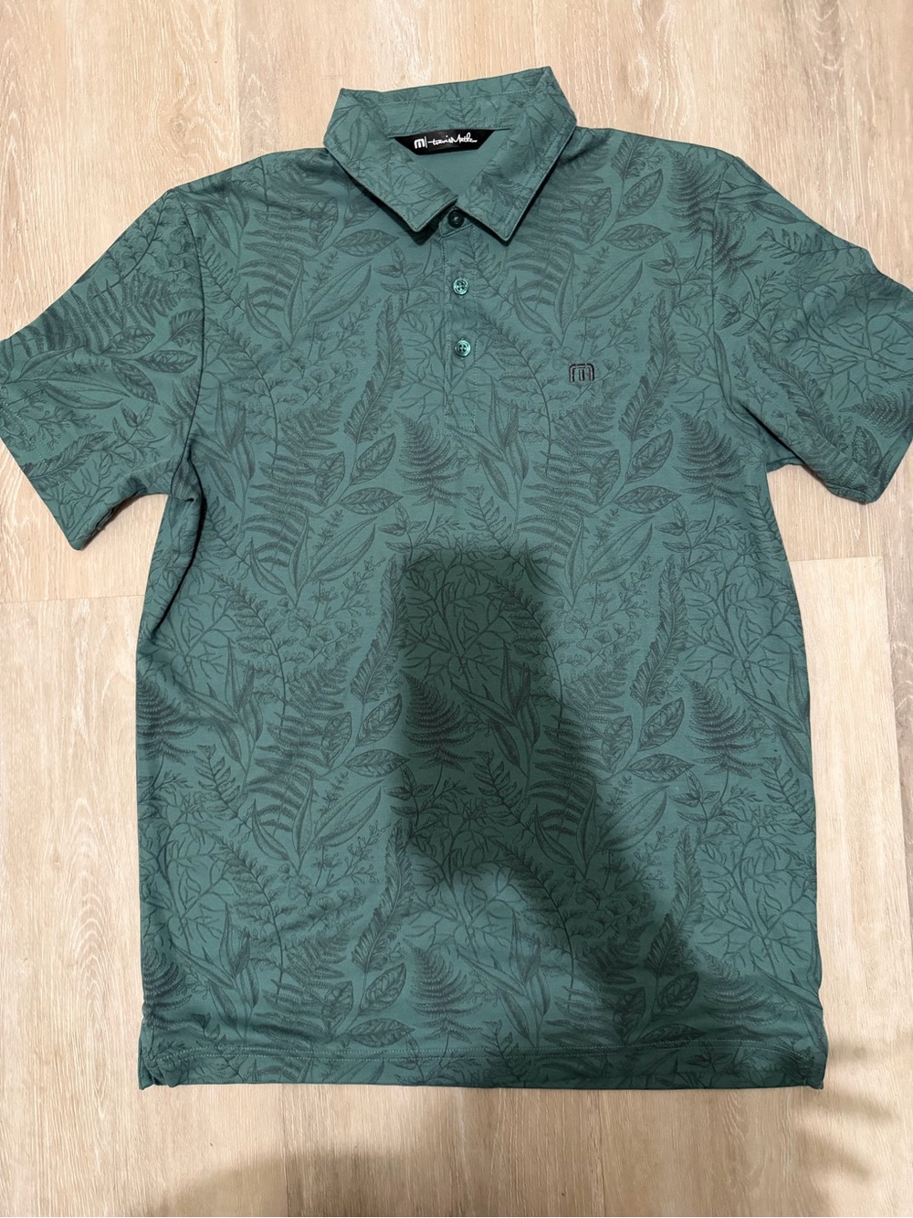 TravisMathew Green Botanical Leaf Print Golf Polo Men’s Medium